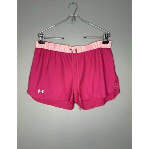 Under Armour Barbiecore Athletic Shorts Womens L Lightweight Workout Logo Gym